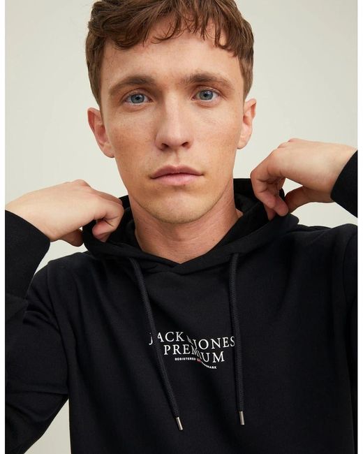 Jack & Jones Blue Bluarchie Hooded Long Sleeve Sweatshirt for men