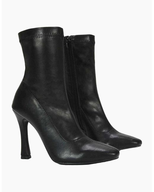 XY London Black Ladies Paula Stretch Sock Stiletto Heel Ankle Boots