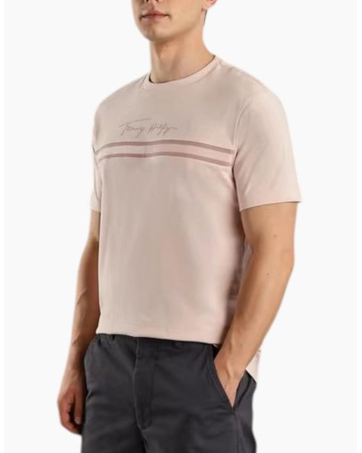 Tommy Hilfiger Natural T Shirts Signature Tonal Flag Logo Summer Cotton Tino Tee for men