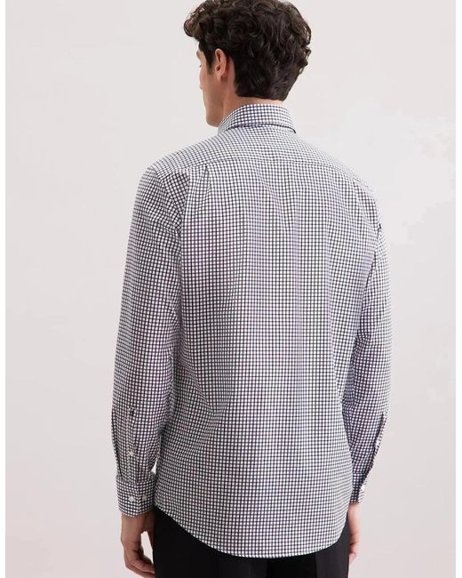 Seidensticker Gray Regular Fit No Iron Covered Button Down Check Business Shirt Dark for men