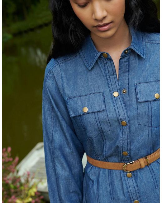 Ro&zo Green Long Sleeve Denim Shirt Dress