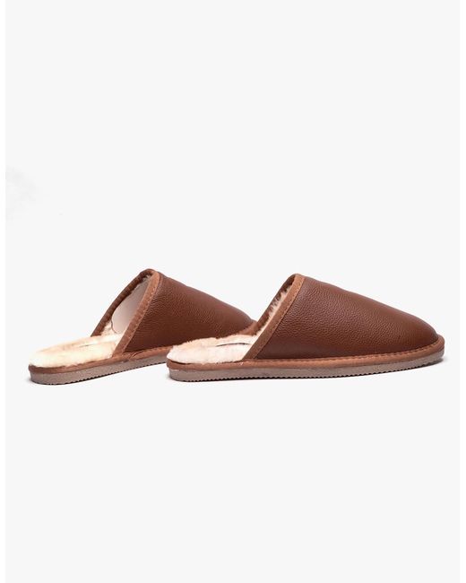 Hush Puppies Brown Coady Leather Slipper Classic Slippers Tan for men