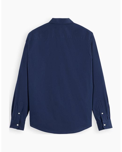 Scotch & Soda Blue Cotton Poplin Stretch Ls Shirt for men