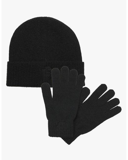 Jack & Jones Black Train Hat & Gloves Set for men