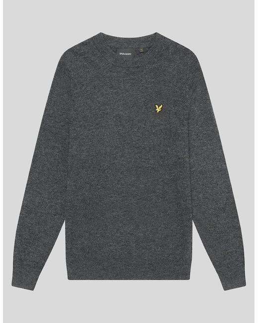 Lyle & Scott Gray Lambswool Blend Crew Neck Jumper for men