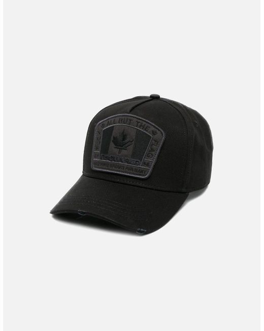 DSquared² Black Tonal Flag Cap for men
