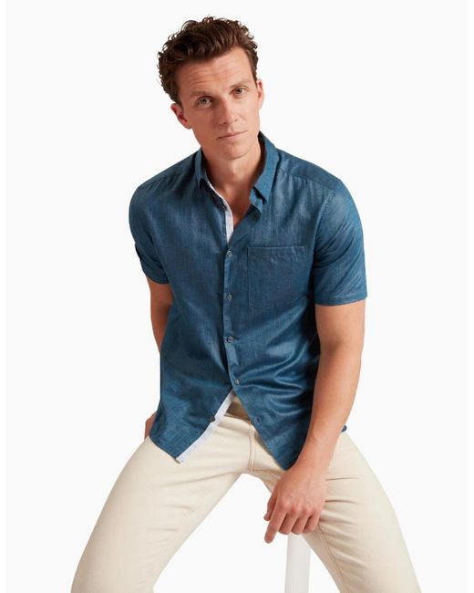 Ted Baker Blue Palomas Linen Shirt for men
