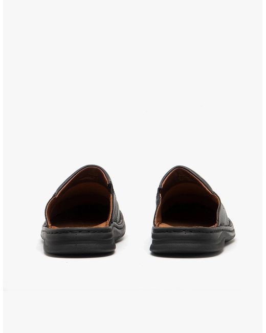 Josef Seibel Black Klaus Leather Mules/Cognac for men