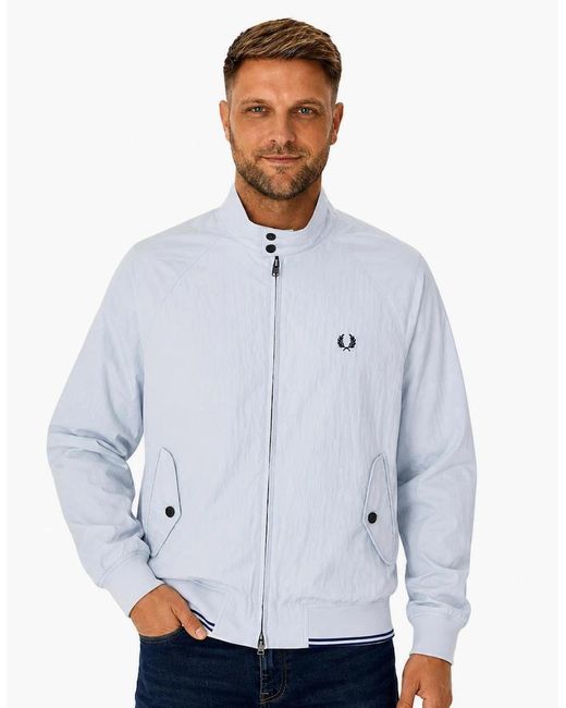 Fred Perry Blue Crinkle Harrington Jacket Dusky for men