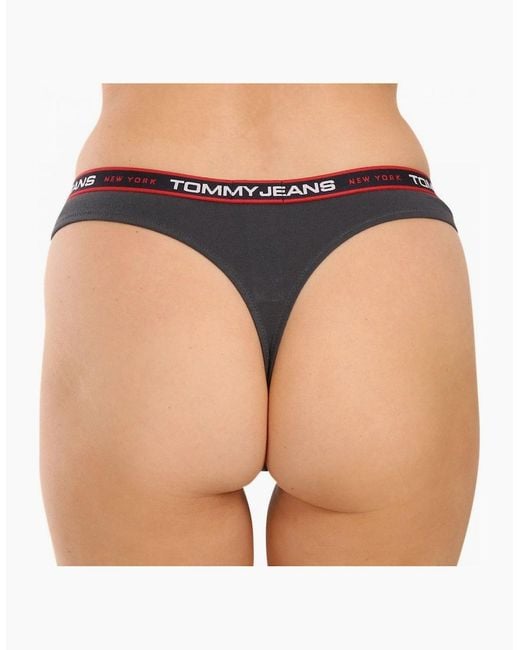 Tommy Hilfiger Black 3-Pack Tommy Jeans Waistband Thongs, /Charcoal