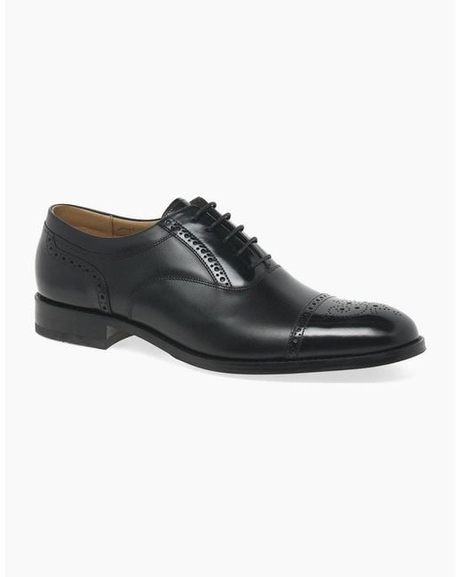 Loake Black Woodstock Lace Up Half Brogues for men