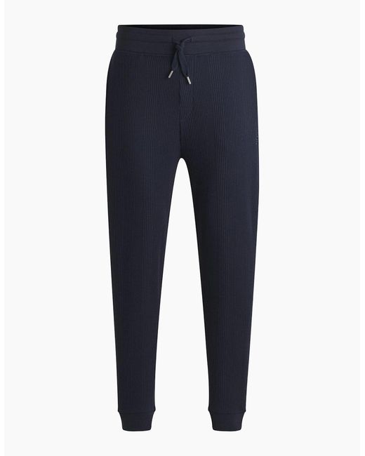 Boss Blue Waffle Structure Jogging Bottoms, Dark for men