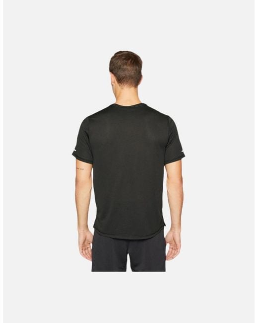 Nike Black Dri-Fit T Shirt Short Sleeve Quick Dry Miler Reflective Running Tops for men