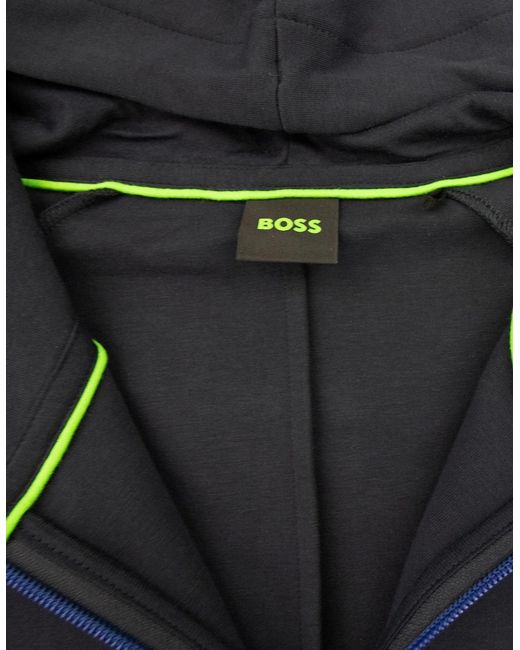 Boss Blue Saggy 1 Embroidered Logo Zip Up Hoodie 402 for men