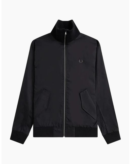 Fred Perry Blue Knitted Rib Tennis Bomber Jacket for men