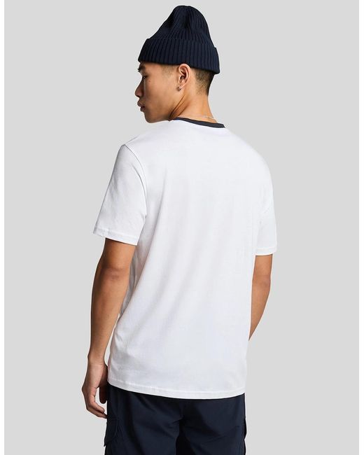 Lyle & Scott White Superfine Cotton Contrast T-Shirt for men
