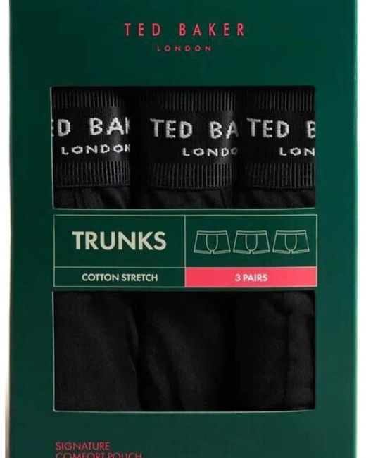 Ted Baker Black 3-Pack Contrast Logo Boxer Trunks for men