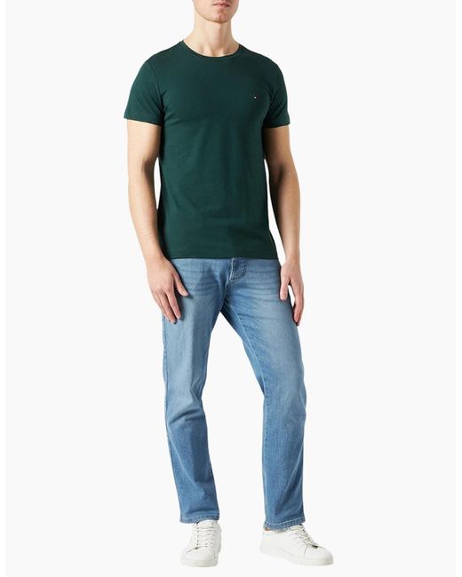 Tommy Hilfiger Green 10839 T Shirts Crew Neck Short Sleeve Summer New Cotton Tee for men