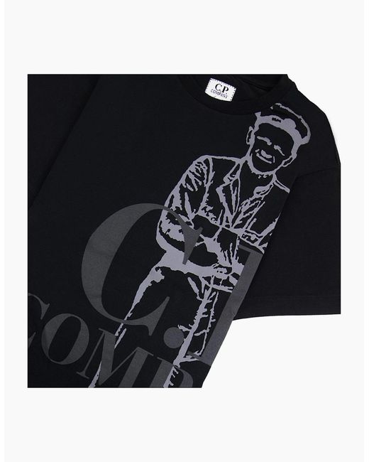 C P Company Black Undersixteen 30/1 Maxi Logo T Shirt 999