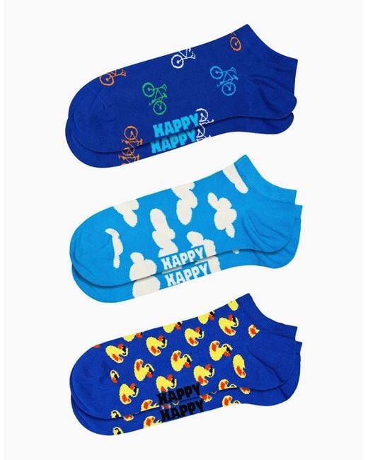 Happy Socks Blue 3-Pack Bikes Low Socks