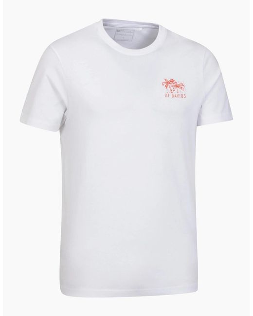 Mountain Warehouse White St Davids Printed Organic T-Shirt for men
