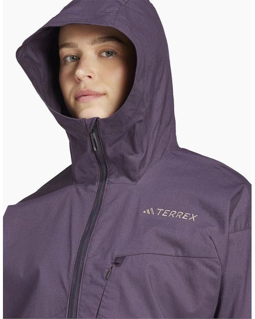 Adidas Purple Solid Patterned Windbreaker With Chest Pocket