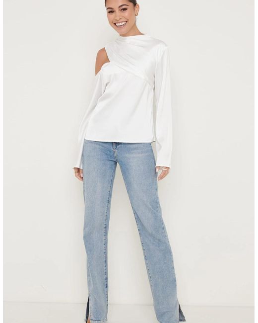 Pretty Lavish White Jett Asymmetric Blouse