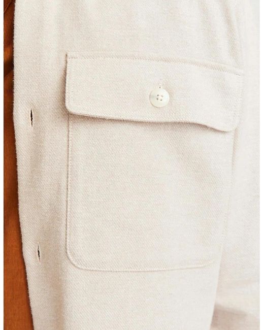 Jack & Jones White Solid Patterned Chest Pocket Overshirt for men