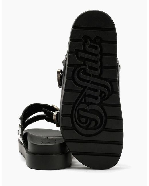 Buffalo Black Raya Ari West Leather Sandals