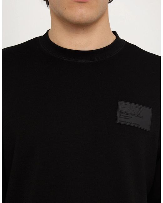 EA7 Black Rectangular Logo Sweatshirt for men