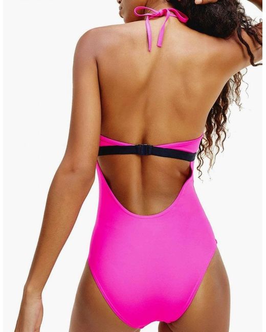 Tommy Hilfiger Pink Cut Out Detail One-Piece Swimsuit, Glo