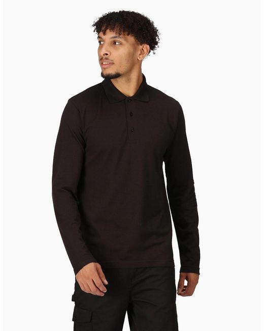 Regatta Black Professional Long-Sleeved Polo Shirt for men
