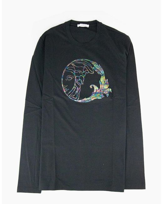 Versace Black Reflective Medusa Logo/S T Shirt Sa30 for men