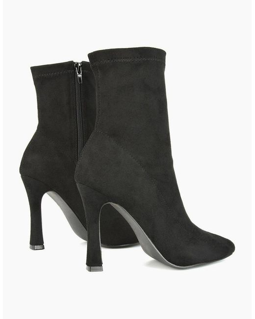 XY London Black Ladies Paula Side Zip Stiletto Heel Ankle Boots