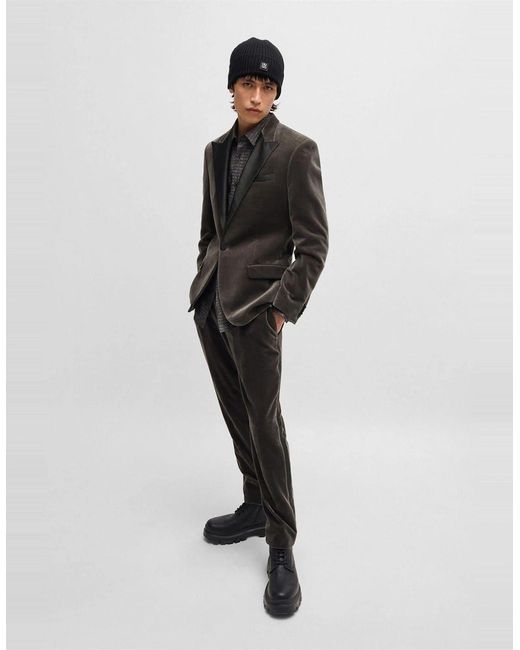 Boss Black Regular Fit Solid Patterned Blazer for men