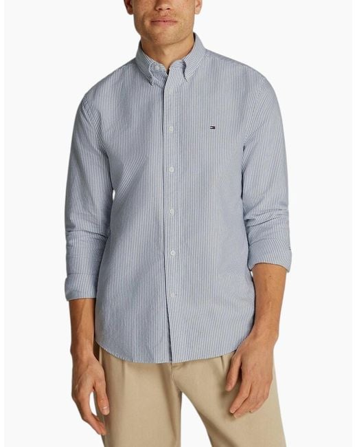Tommy Hilfiger Blue Oxford Shirts Th Flex Slim Fit Top for men