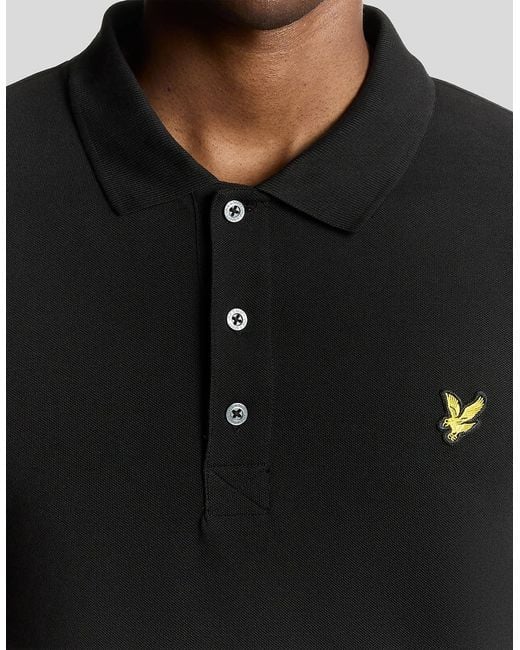 Lyle & Scott Black Long Sleeve Cotton Polo Shirt for men