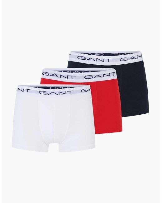 Gant Red 3-Pack Classic Logo Boxer Trunks for men