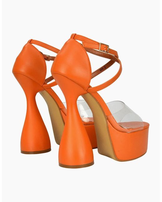 XY London Orange Ladies Sonia Cylindrical Strappy High Heels