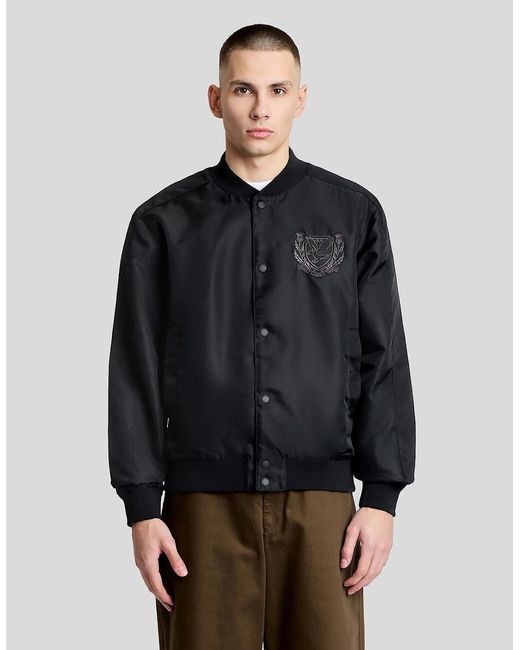 Lyle & Scott Gray Embroidered Crest Varsity Jacket for men