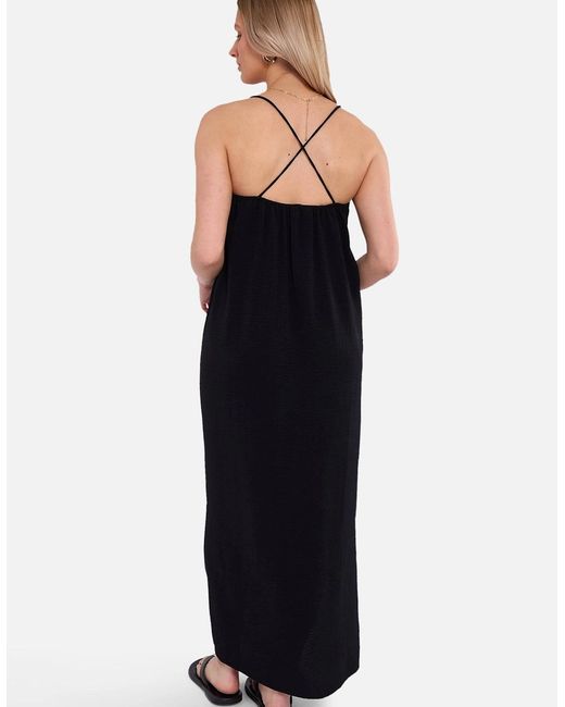 Gini London Black Strappy Cross Back Airflow Oversized Dress
