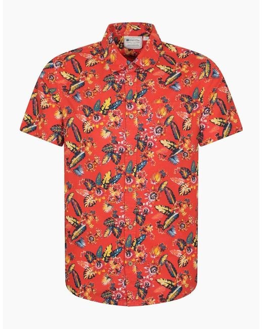 Mountain Warehouse Red Tropical Leaves Short-Sleeved Shirt for men