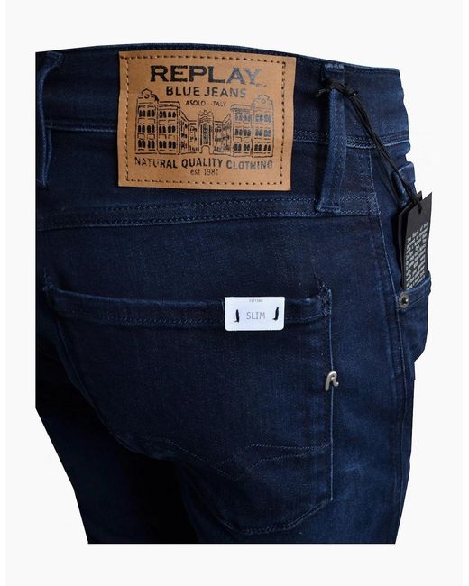 Replay Blue Anbass Dark Slim Fit Denim Jeans for men