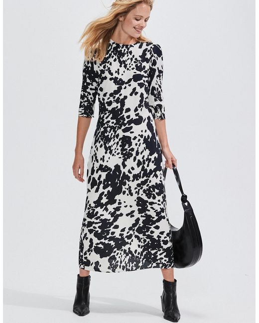 Ro&zo White Animal Print Midi Dress