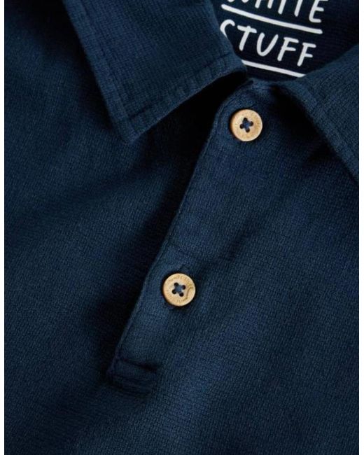 White Stuff Blue Anderby Woven Polo Dark for men