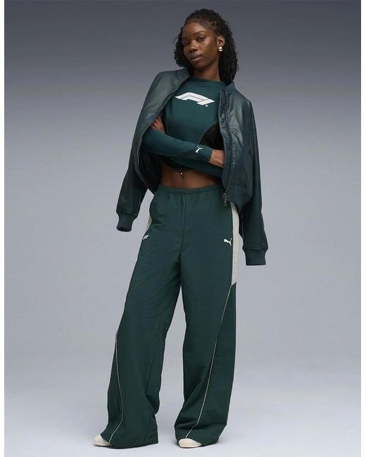 PUMA Green F1 Lifestyle Racing Long Sleeve Corset Top