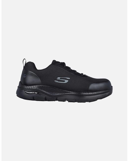 Skechers Black Workwear Arch Fit Sr Ringstap Textile Safety Trainers for men