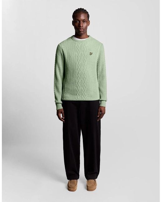 Lyle & Scott Green Embroidered Eagle Logo Crew Neck Long Sleeve Sweater for men