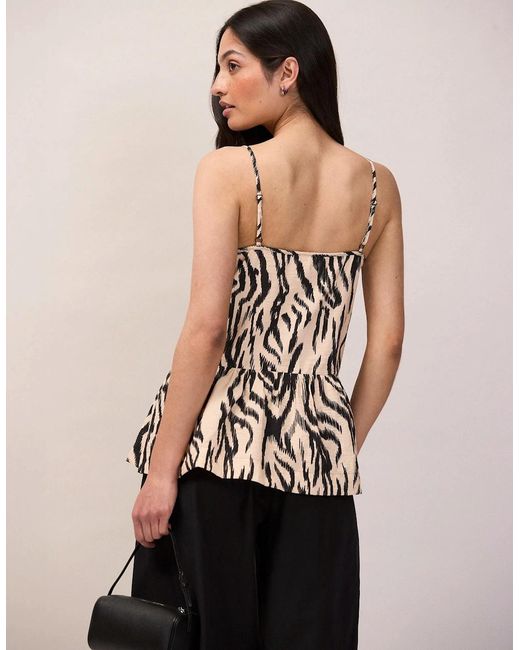 Ro&zo White Zebra Print Peplum Cami