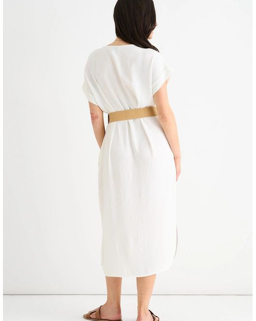 Gini London White Air Flow Belted Oversized Dress